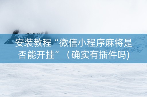 安装教程“微信小程序麻将是否能开挂”（确实有插件吗)