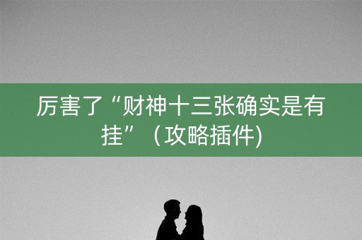 厉害了“财神十三张确实是有挂”（攻略插件)