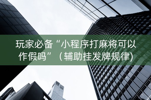 玩家必备“小程序打麻将可以作假吗”（辅助挂发牌规律)