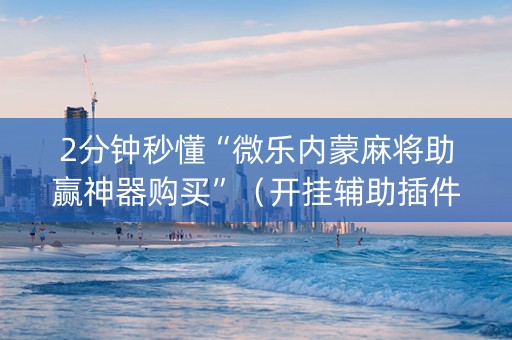 2分钟秒懂“微乐内蒙麻将助赢神器购买”（开挂辅助插件)