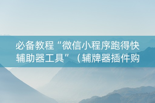 必备教程“微信小程序跑得快辅助器工具”（辅牌器插件购买)