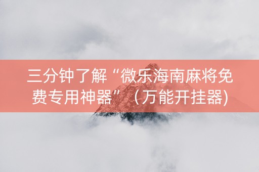 三分钟了解“微乐海南麻将免费专用神器”（万能开挂器)