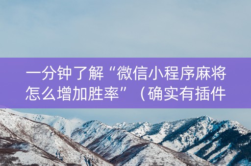 一分钟了解“微信小程序麻将怎么增加胜率”（确实有插件吗)