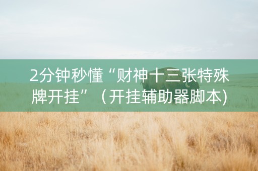 2分钟秒懂“财神十三张特殊牌开挂”（开挂辅助器脚本)