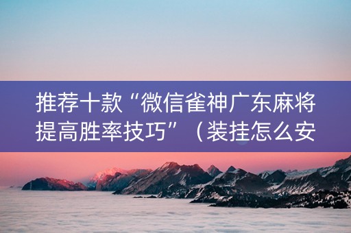 推荐十款“微信雀神广东麻将提高胜率技巧”（装挂怎么安装)