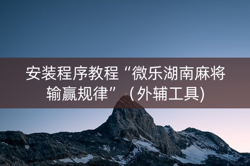 安装程序教程“微乐湖南麻将输赢规律”（外辅工具)