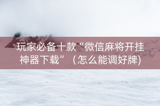 玩家必备十款“微信麻将开挂神器下载”（怎么能调好牌)