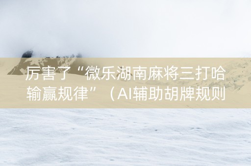 厉害了“微乐湖南麻将三打哈输赢规律”（AI辅助胡牌规则)