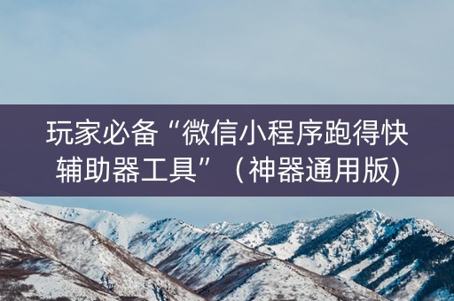 玩家必备“微信小程序跑得快辅助器工具”（神器通用版)