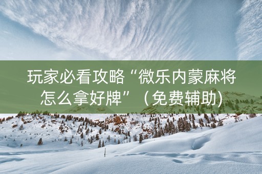 玩家必看攻略“微乐内蒙麻将怎么拿好牌”（免费辅助)