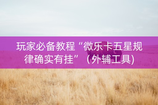 玩家必备教程“微乐卡五星规律确实有挂”（外辅工具)