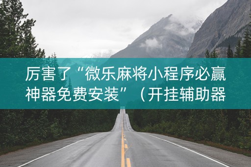 厉害了“微乐麻将小程序必赢神器免费安装”（开挂辅助器插件)