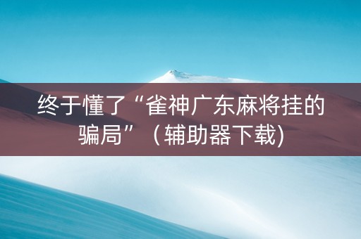 终于懂了“雀神广东麻将挂的骗局”（辅助器下载)