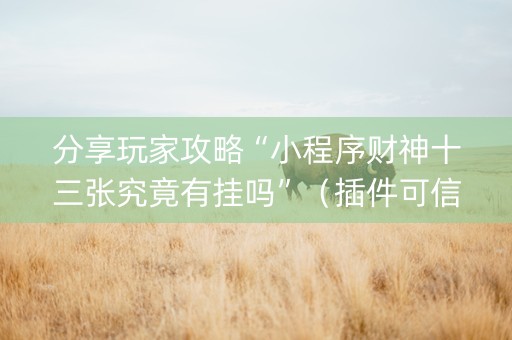 分享玩家攻略“小程序财神十三张究竟有挂吗”（插件可信吗)
