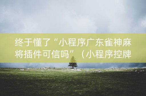 终于懂了“小程序广东雀神麻将插件可信吗”（小程序控牌器)