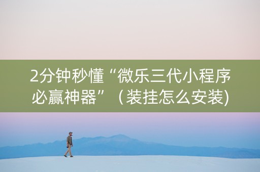 2分钟秒懂“微乐三代小程序必赢神器”（装挂怎么安装)