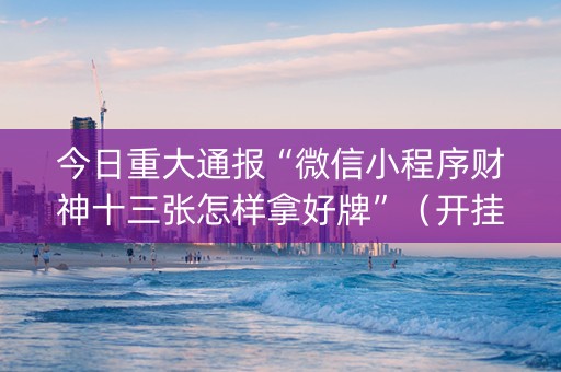 今日重大通报“微信小程序财神十三张怎样拿好牌”（开挂辅助插件)