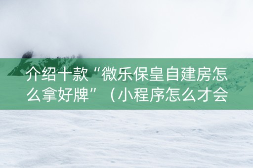 介绍十款“微乐保皇自建房怎么拿好牌”（小程序怎么才会赢)