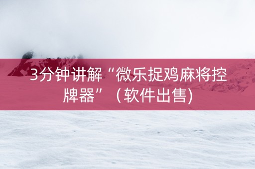 3分钟讲解“微乐捉鸡麻将控牌器”（软件出售)