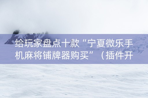 给玩家盘点十款“宁夏微乐手机麻将铺牌器购买”（插件开挂免费AI)