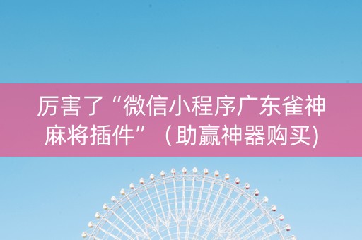 厉害了“微信小程序广东雀神麻将插件”（助赢神器购买)