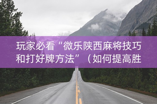 玩家必看“微乐陕西麻将技巧和打好牌方法”（如何提高胜率)