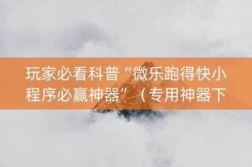 玩家必看科普“微乐跑得快小程序必赢神器”（专用神器下载)