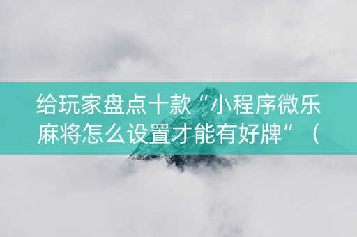 给玩家盘点十款“小程序微乐麻将怎么设置才能有好牌”（充值会提高胜率么)