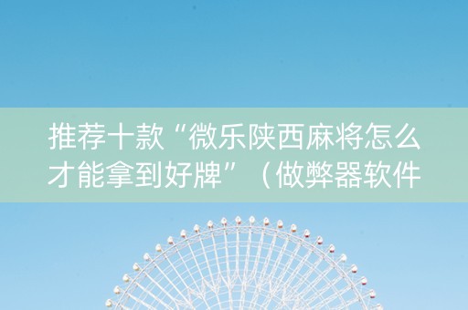 推荐十款“微乐陕西麻将怎么才能拿到好牌”（做弊器软件下载)