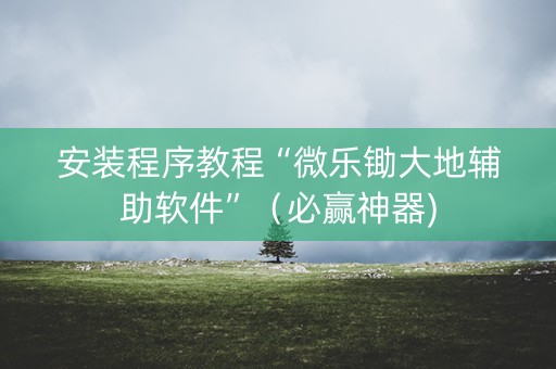 安装程序教程“微乐锄大地辅助软件”（必赢神器)