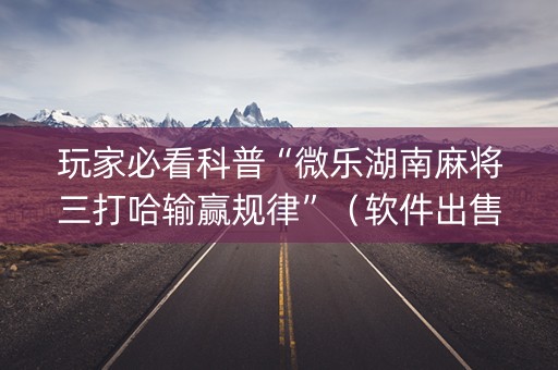 玩家必看科普“微乐湖南麻将三打哈输赢规律”（软件出售)