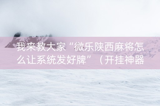 我来教大家“微乐陕西麻将怎么让系统发好牌”（开挂神器下载)