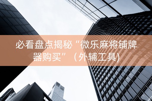必看盘点揭秘“微乐麻将铺牌器购买”（外辅工具)