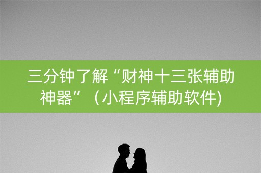 三分钟了解“财神十三张辅助神器”（小程序辅助软件)