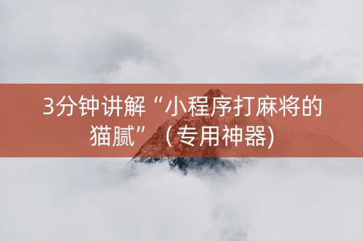 3分钟讲解“小程序打麻将的猫腻”（专用神器)