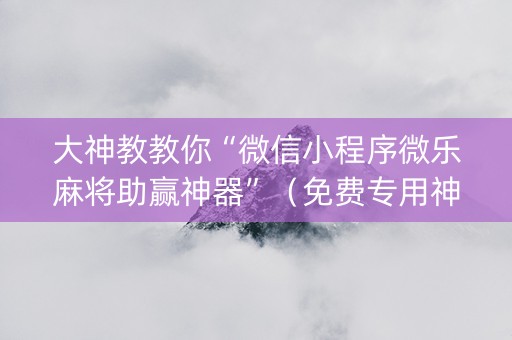大神教教你“微信小程序微乐麻将助赢神器”（免费专用神器)