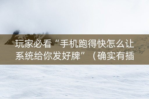玩家必看“手机跑得快怎么让系统给你发好牌”（确实有插件吗)