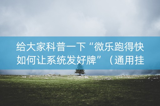 给大家科普一下“微乐跑得快如何让系统发好牌”（通用挂软件多少钱)