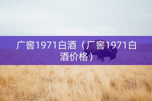 广窖1971白酒（厂窖1971白酒价格）