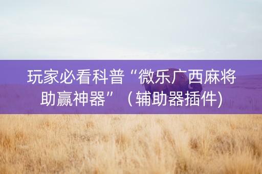 玩家必看科普“微乐广西麻将助赢神器”（辅助器插件)