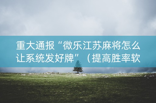 重大通报“微乐江苏麻将怎么让系统发好牌”（提高胜率软件)