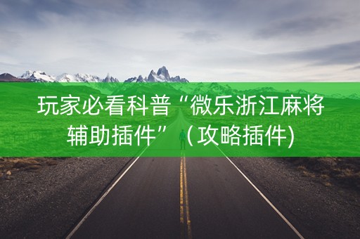 玩家必看科普“微乐浙江麻将辅助插件”（攻略插件)