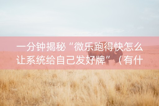 一分钟揭秘“微乐跑得快怎么让系统给自己发好牌”（有什么诀窍)