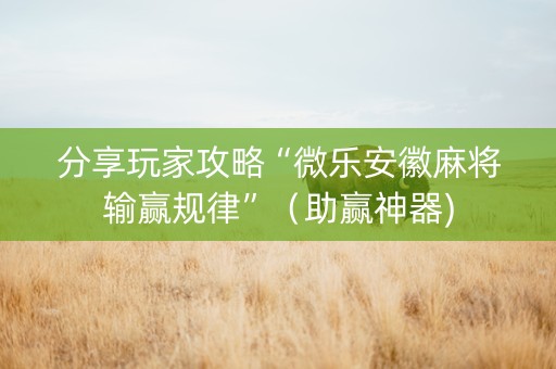 分享玩家攻略“微乐安徽麻将输赢规律”（助赢神器)