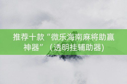 推荐十款“微乐海南麻将助赢神器”（透明挂辅助器)