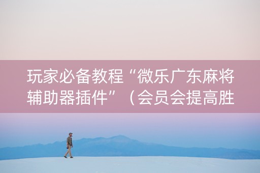 玩家必备教程“微乐广东麻将辅助器插件”（会员会提高胜率吗)