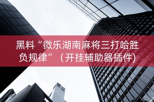 黑料“微乐湖南麻将三打哈胜负规律”（开挂辅助器插件)