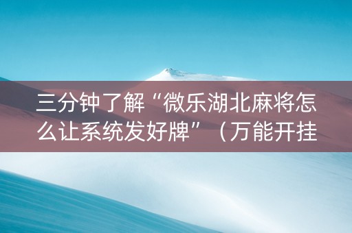三分钟了解“微乐湖北麻将怎么让系统发好牌”（万能开挂器)