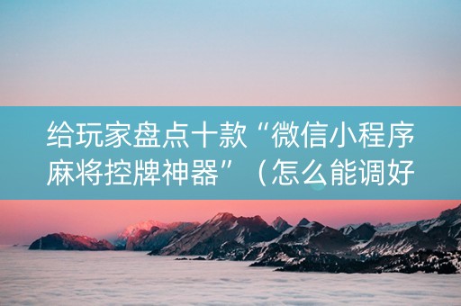 给玩家盘点十款“微信小程序麻将控牌神器”（怎么能调好牌)