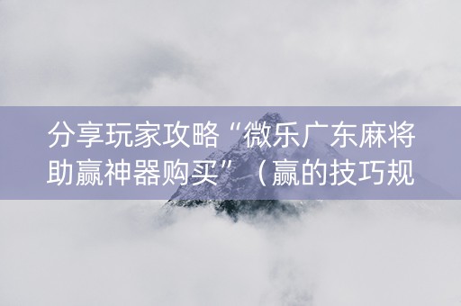 分享玩家攻略“微乐广东麻将助赢神器购买”（赢的技巧规律)